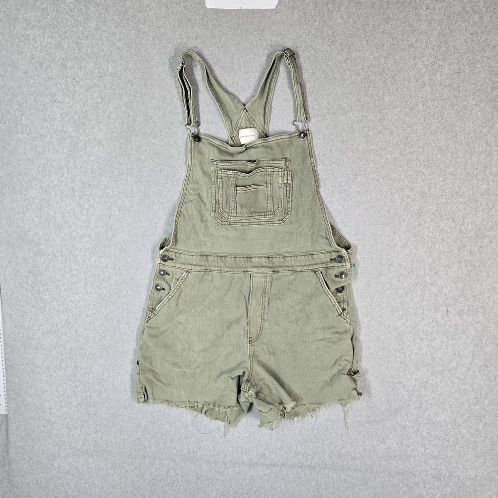 American Eagle Outfitters Women Shorts L Green Shortalls Denim Overalls